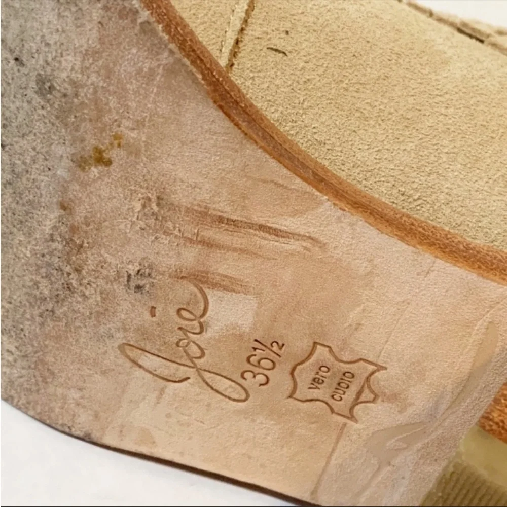 Joie Makena Suede Western Ankle Boots Tan Beige Fringe Size 36.5